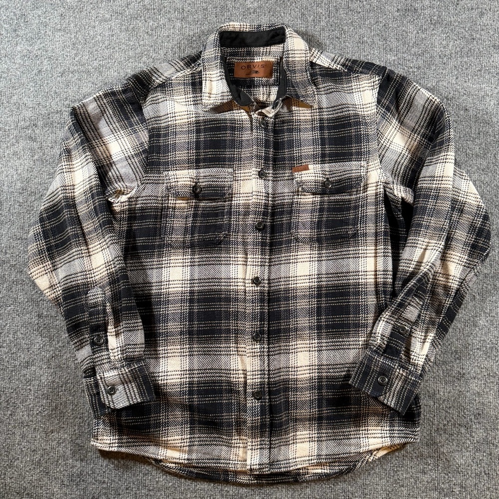 Orvis Shirt Mens S Button Up Flannel Shacket Shirt Jacket Heavy Thick